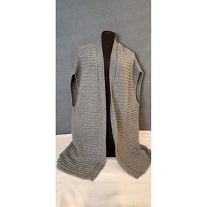 CHICO'S Shimmer Rib Detail‎ Sweater Vest Cardigan Slate Heather Gray Sz L (2)